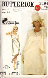 3494 JEAN MUIR JANE&JANE 60S SLVLSS DRESS,JACKET PATTERN 14